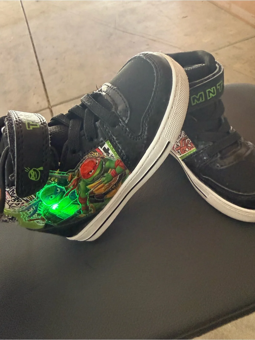 Kids' Black High-Top Sneakers with Comic Accents